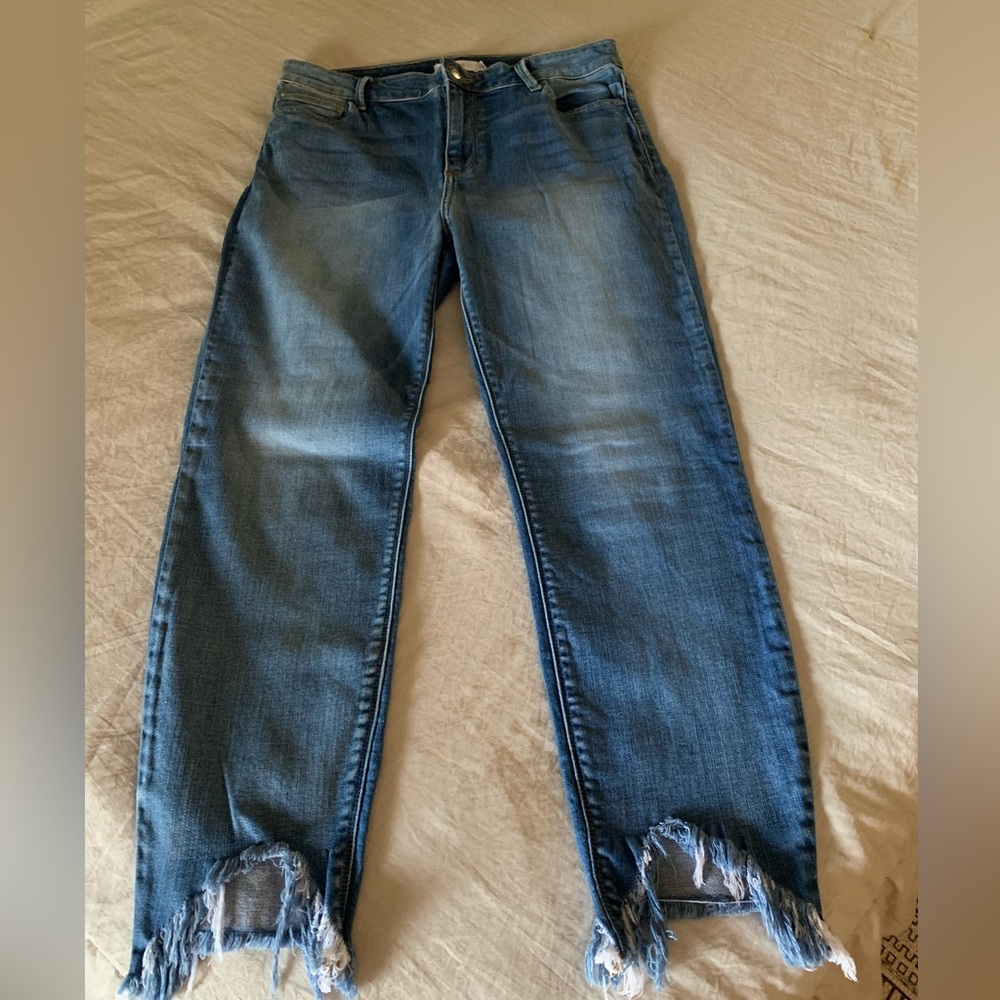 Cello jagged cropped distressed jeans